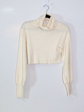 Wilfred Aritzia Rebecca Merino Wool Knit Stretch Turtleneck Cropped Sweater S